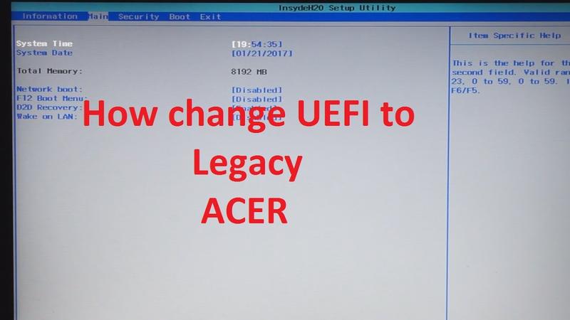 Ustawienia BIOS Acer