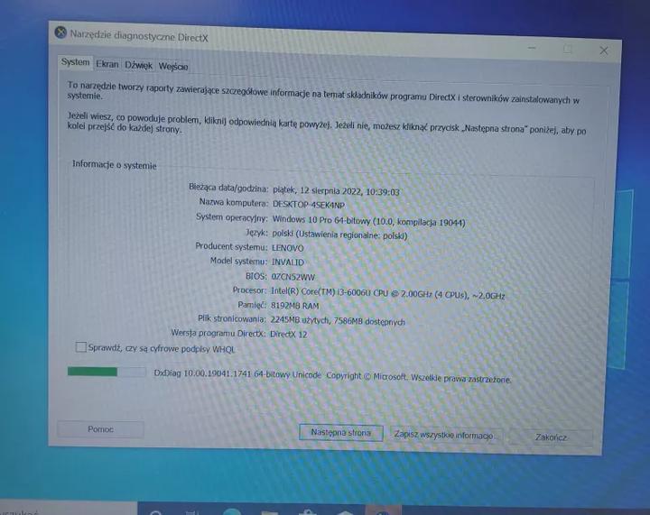 Ustawienia BIOS Lenovo V310