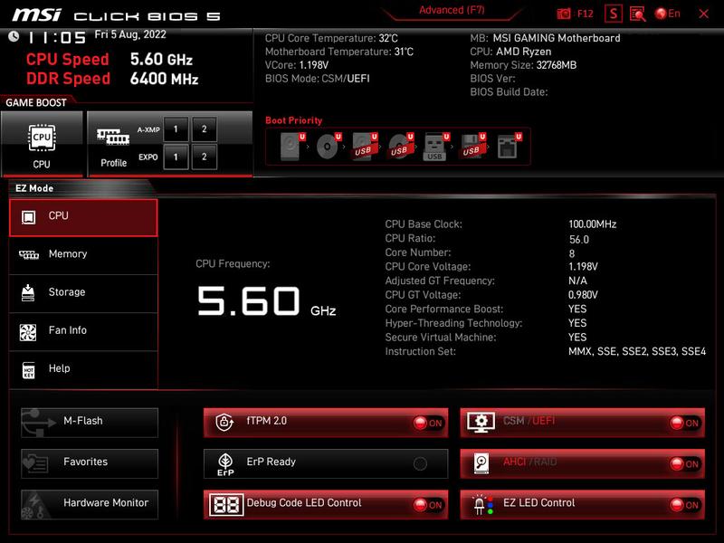 Zaawansowane ustawienia BIOS MSI